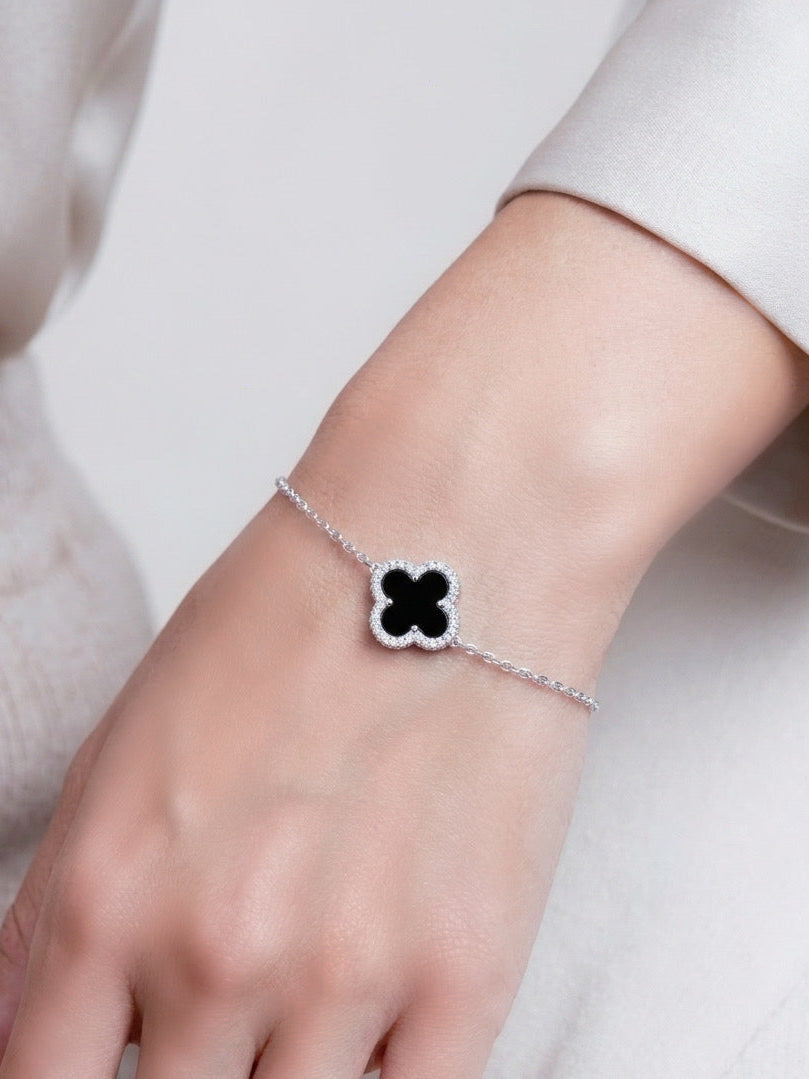 Onyx Clover Bracelet