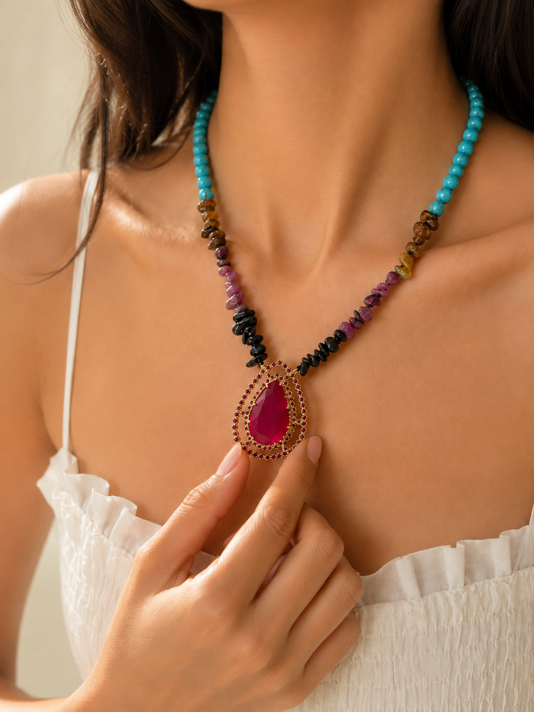 Turquoise Ruby Glow Necklace