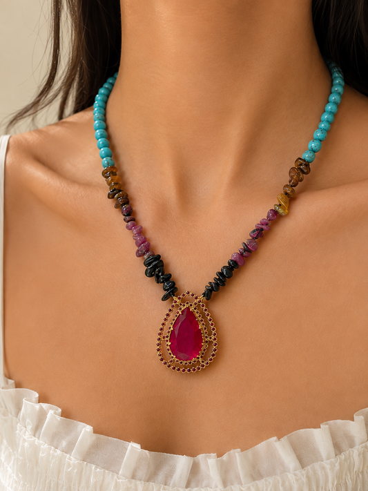 Turquoise Ruby Glow Necklace