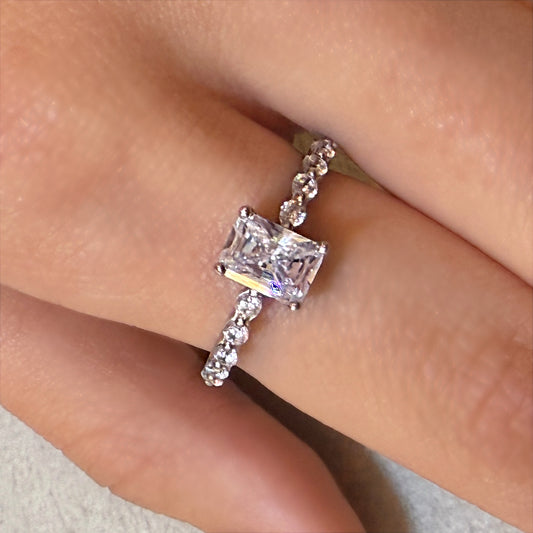 White Spark Side-Stone Ring