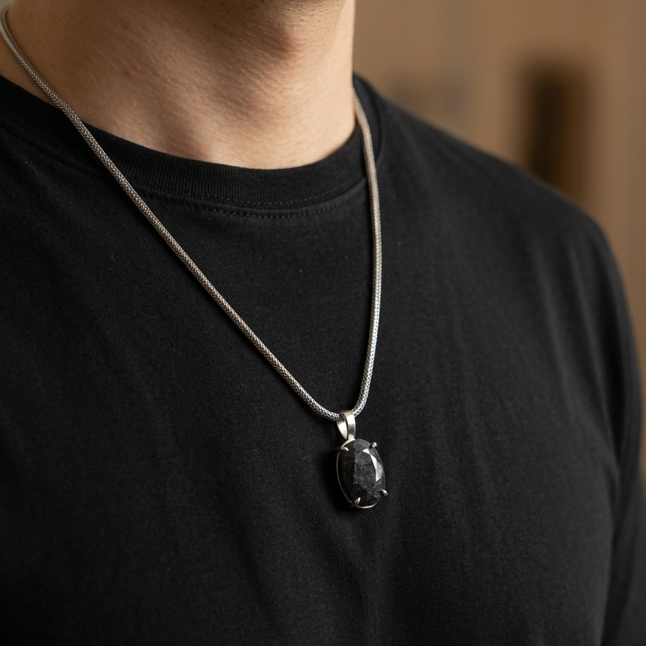 Sapphire Oxidized Silver Necklace