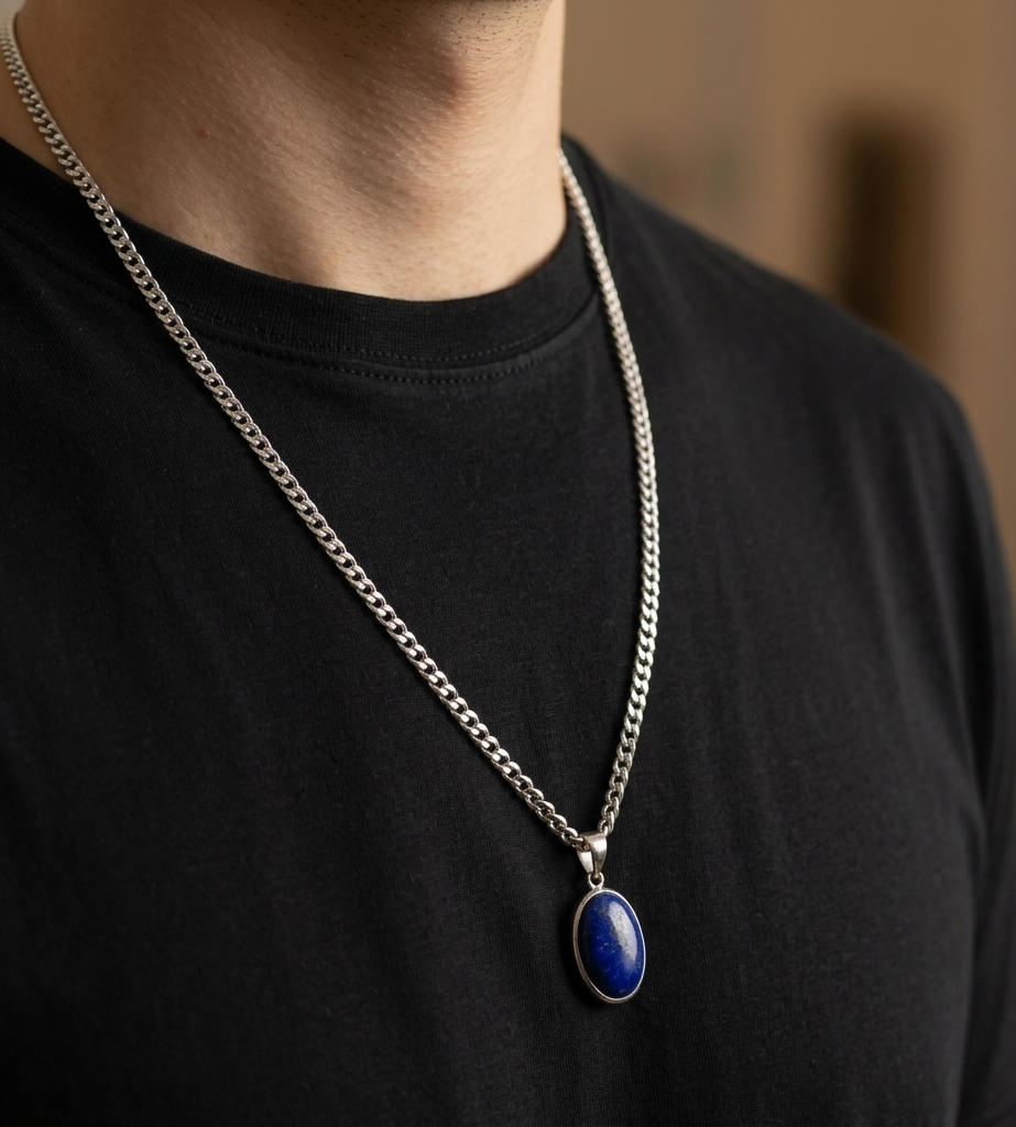 Lapis Stone Silver Necklace