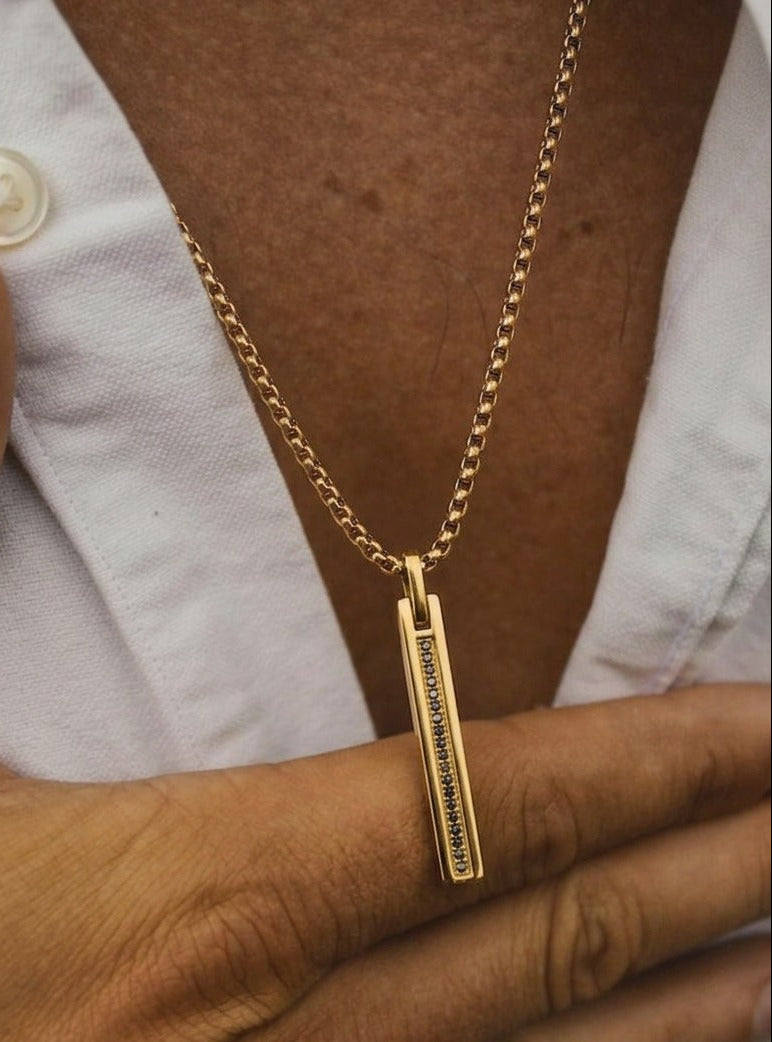 Golden Noir Zircon Necklace