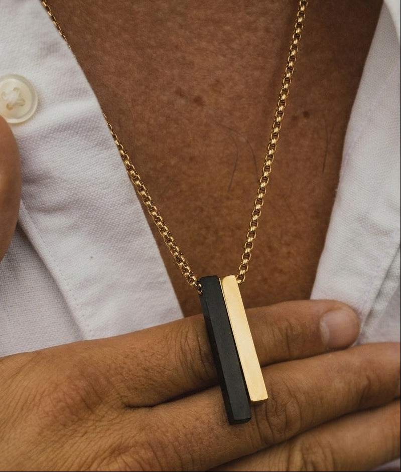 Dual Noir Gold Pendant Necklace