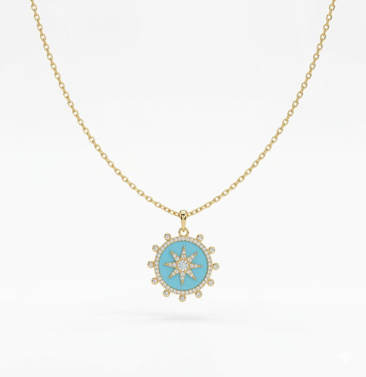 Golden Turquoise Helm Necklace