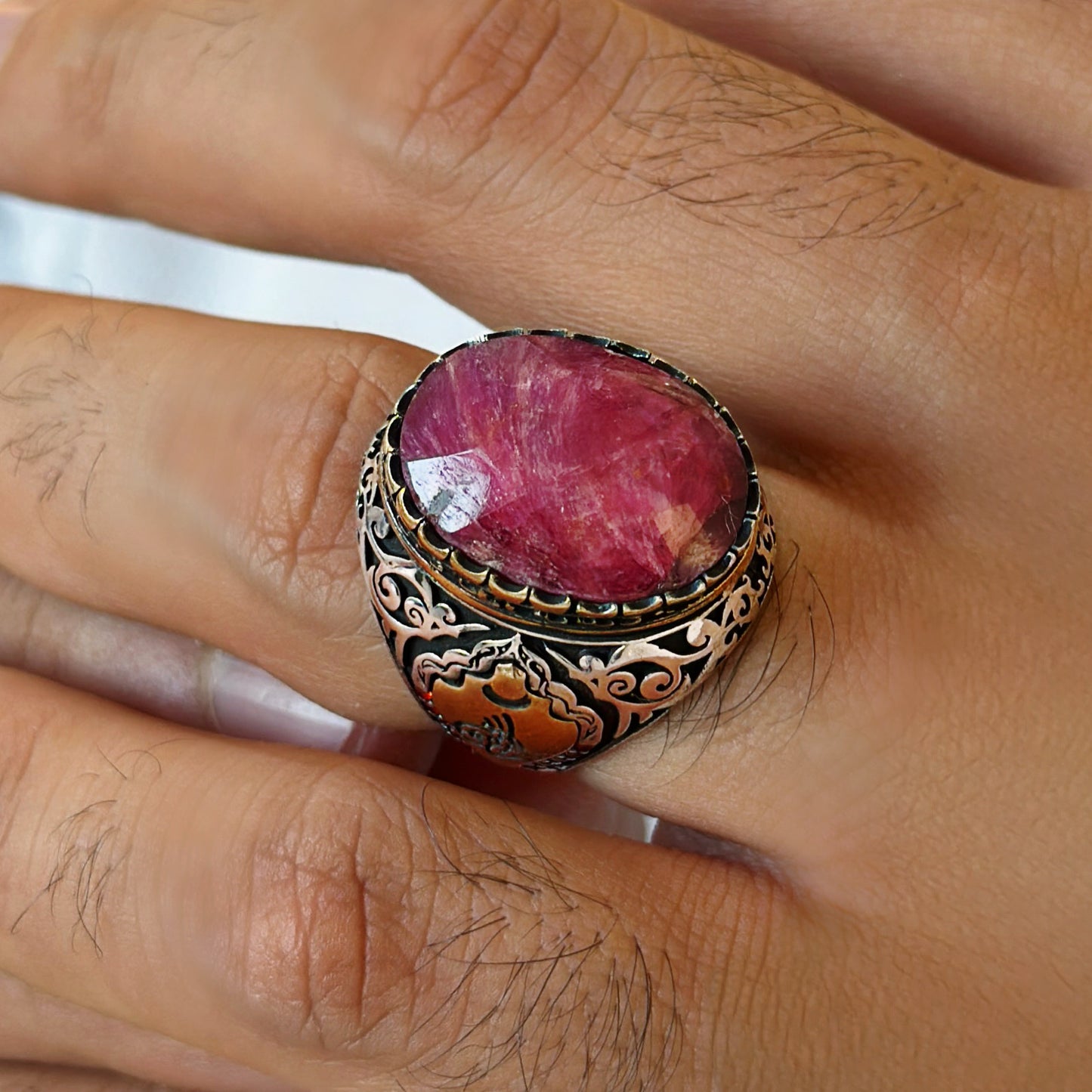 Royal Ruby Side Spark Ring
