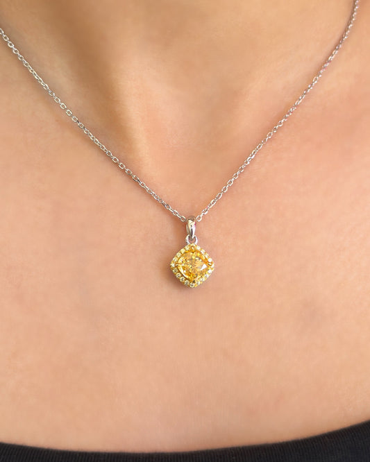 Citrine Halo Necklace