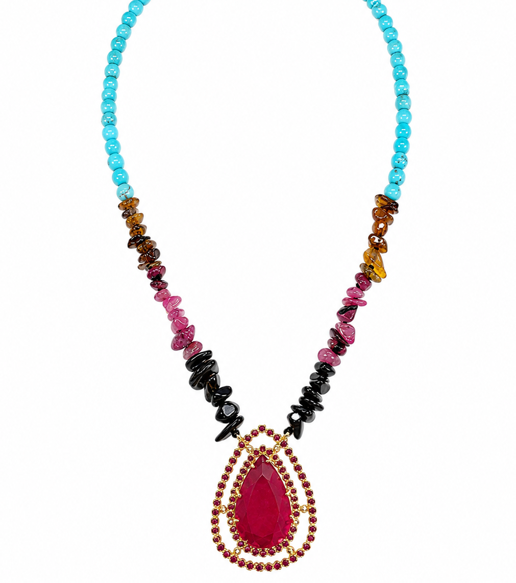 Turquoise Ruby Glow Necklace