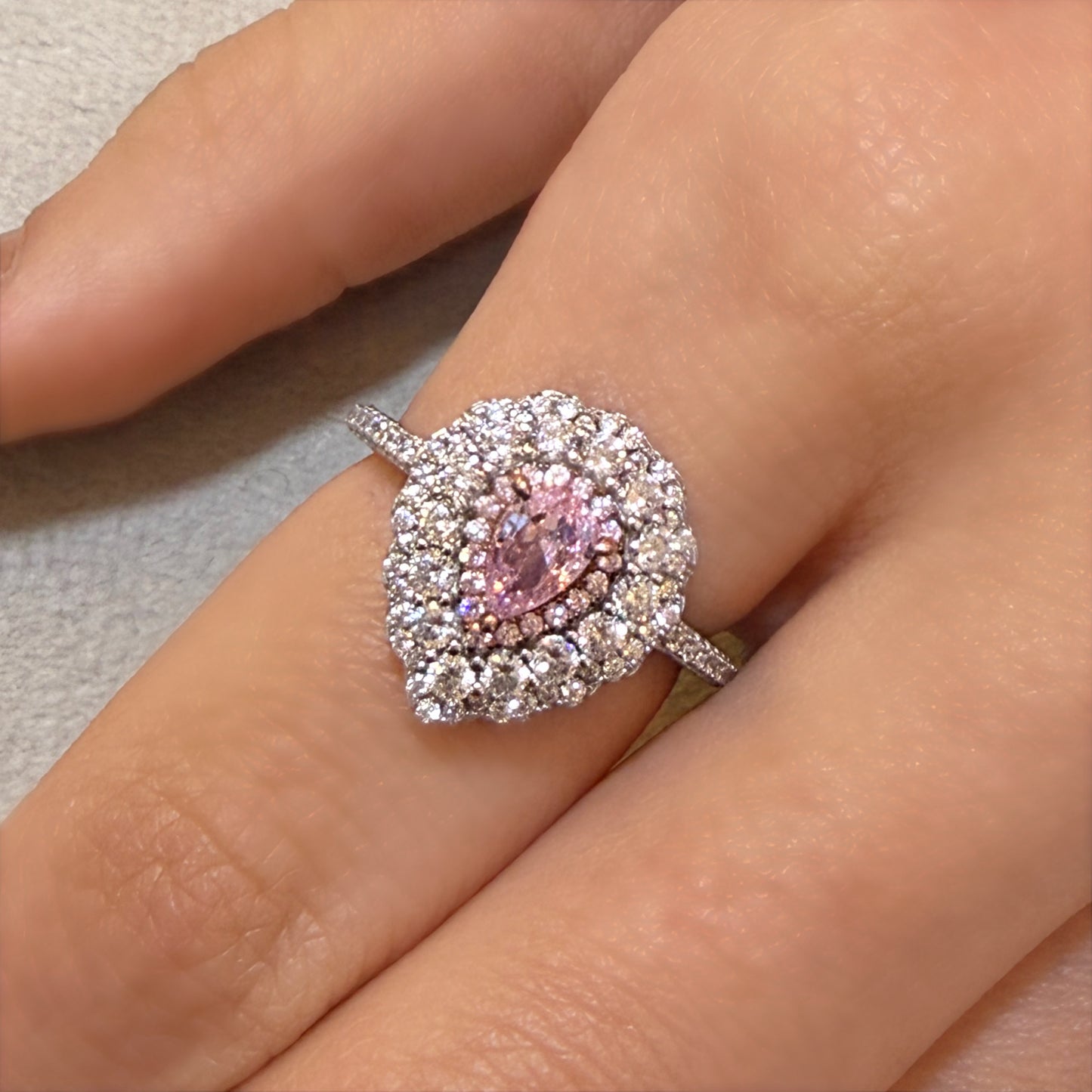 Pink Heart Halo Ring
