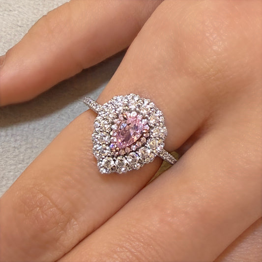 Pink Heart Halo Ring