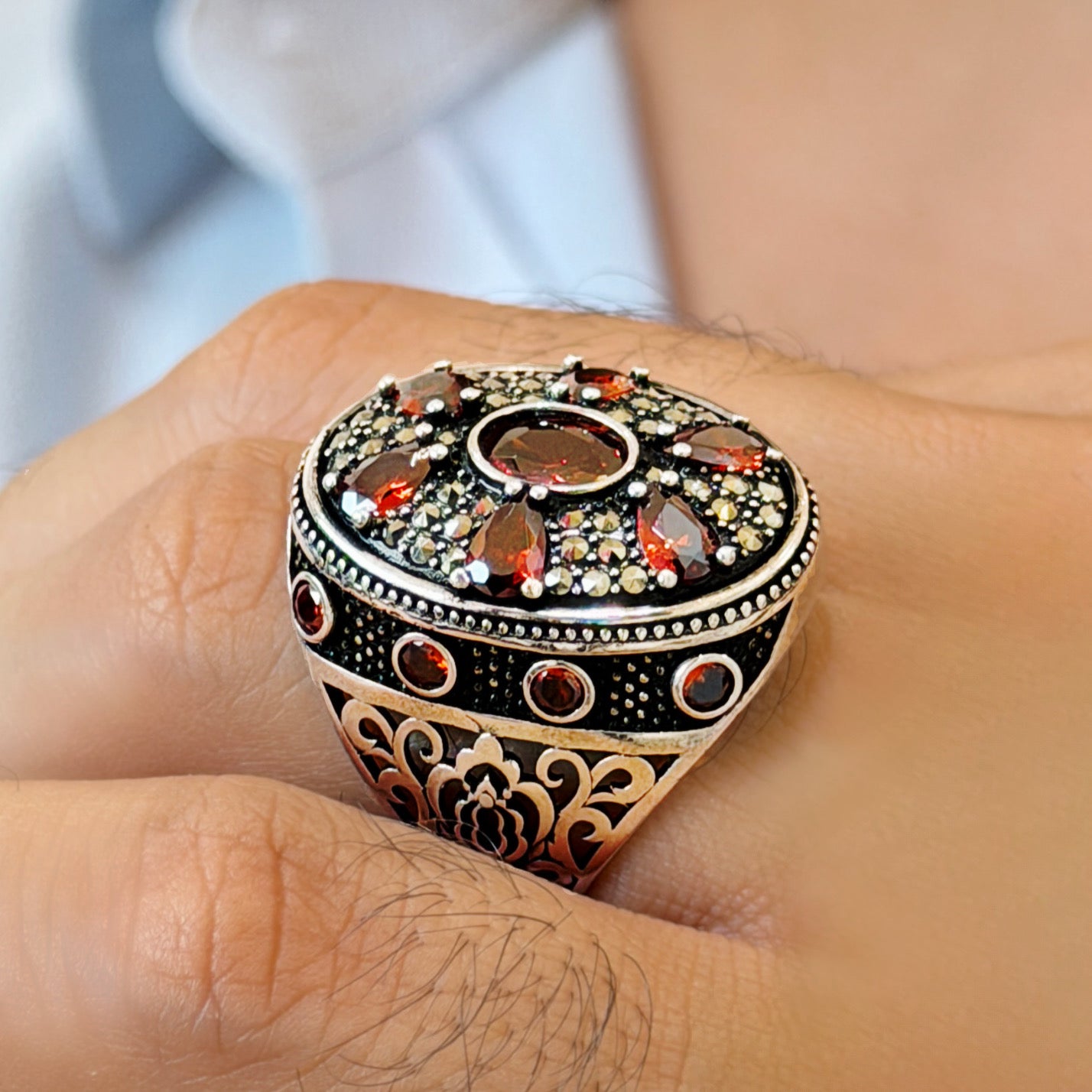 Amber Flame Oxide Ring