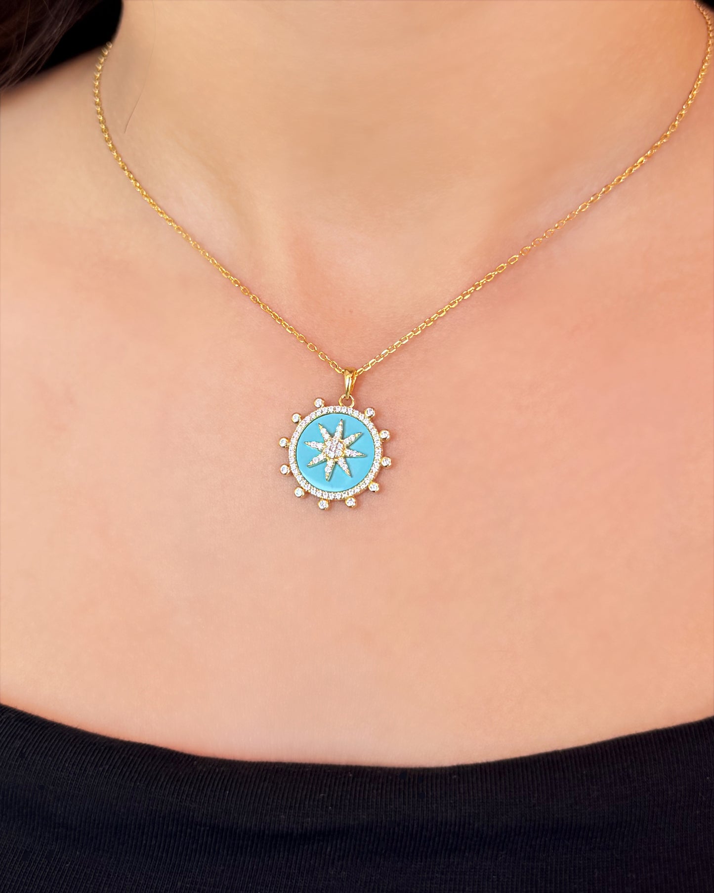 Golden Turquoise Helm Necklace