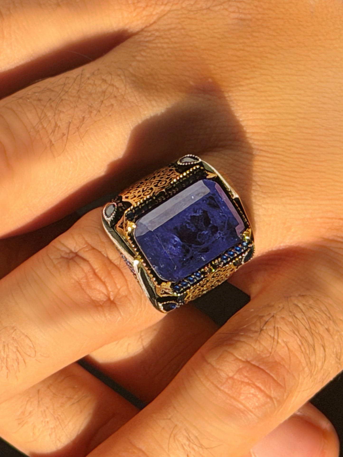 Royal Sapphire Side Spark Ring