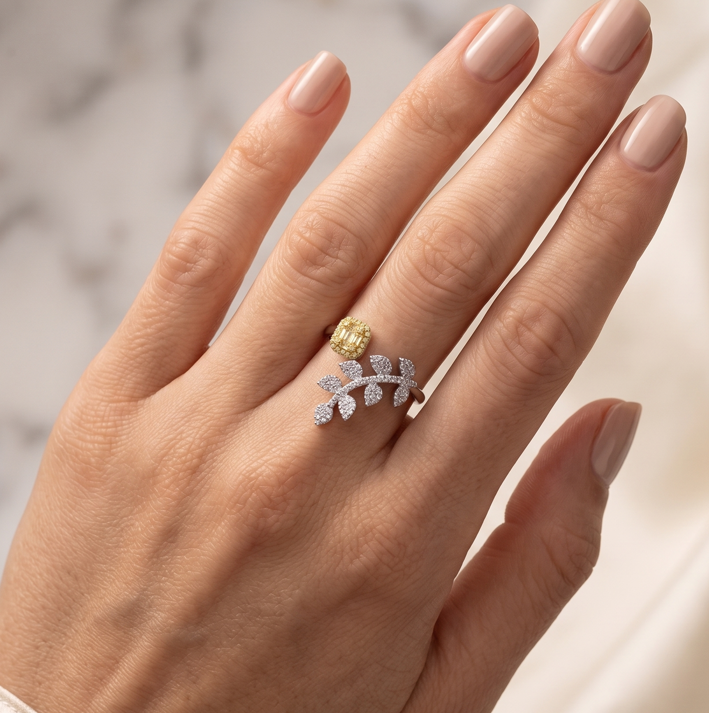 Golden Feather Spark Ring