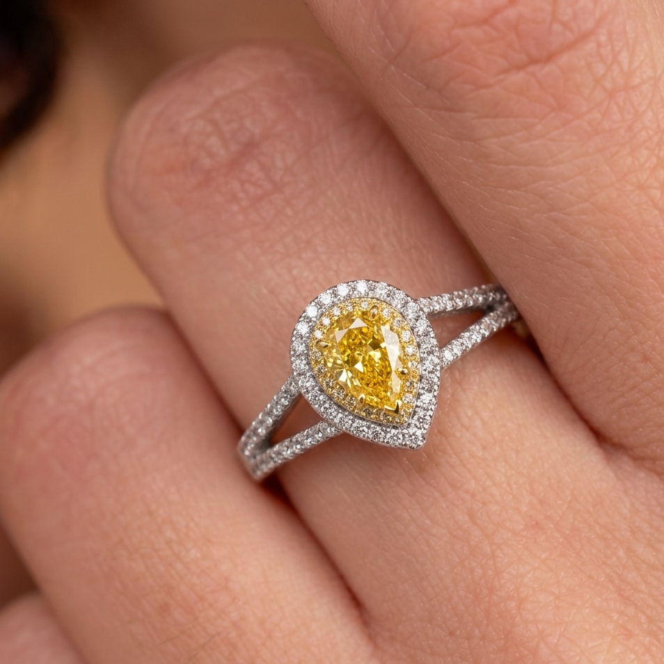 Citrine Halo Ring