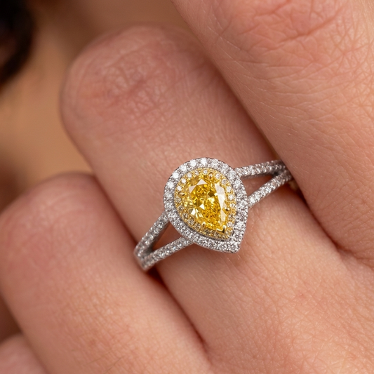 Citrine Halo Ring