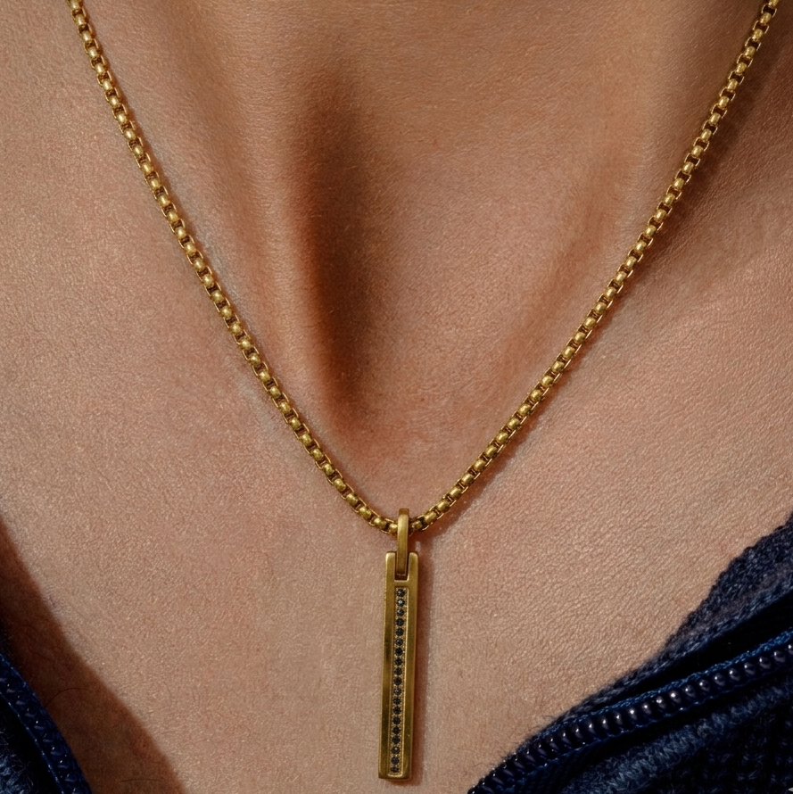 Obsidian Drop Tungsten Necklace