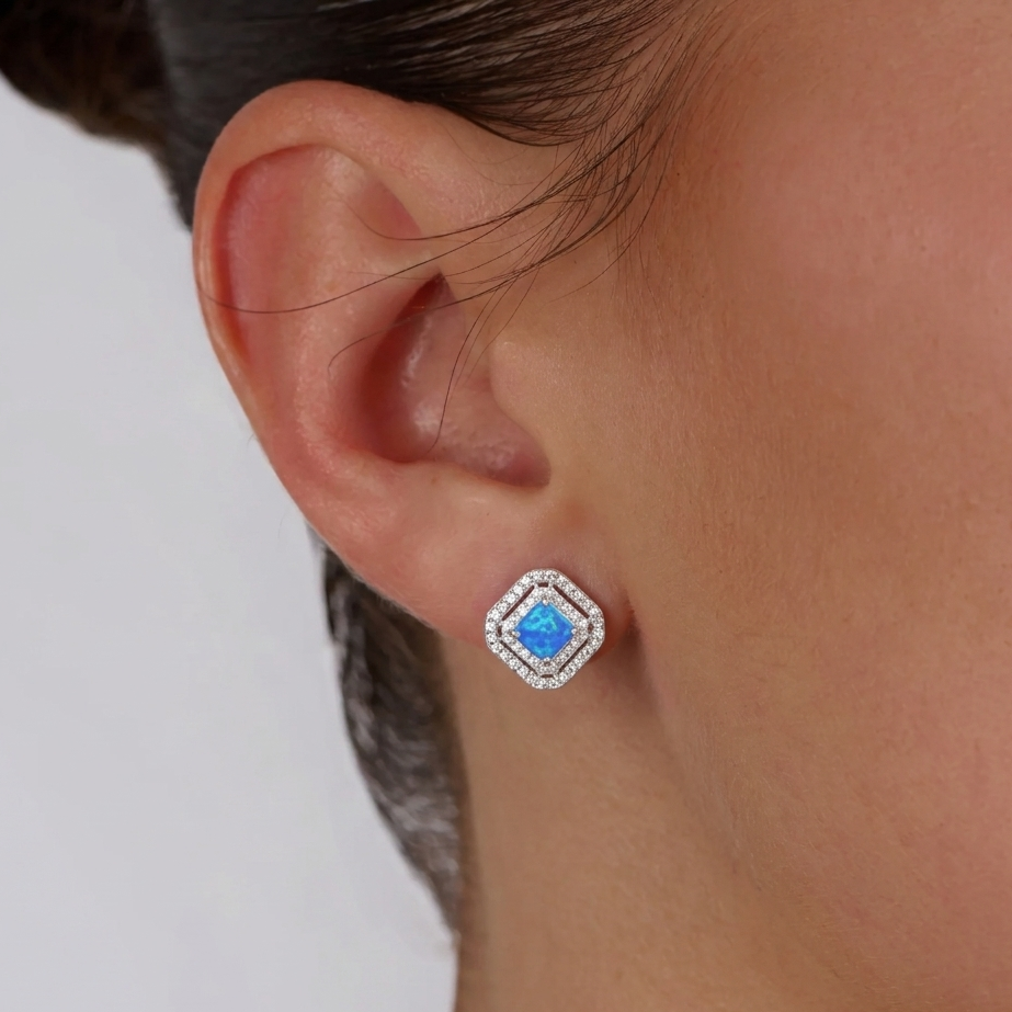 Opal Halo Earrings