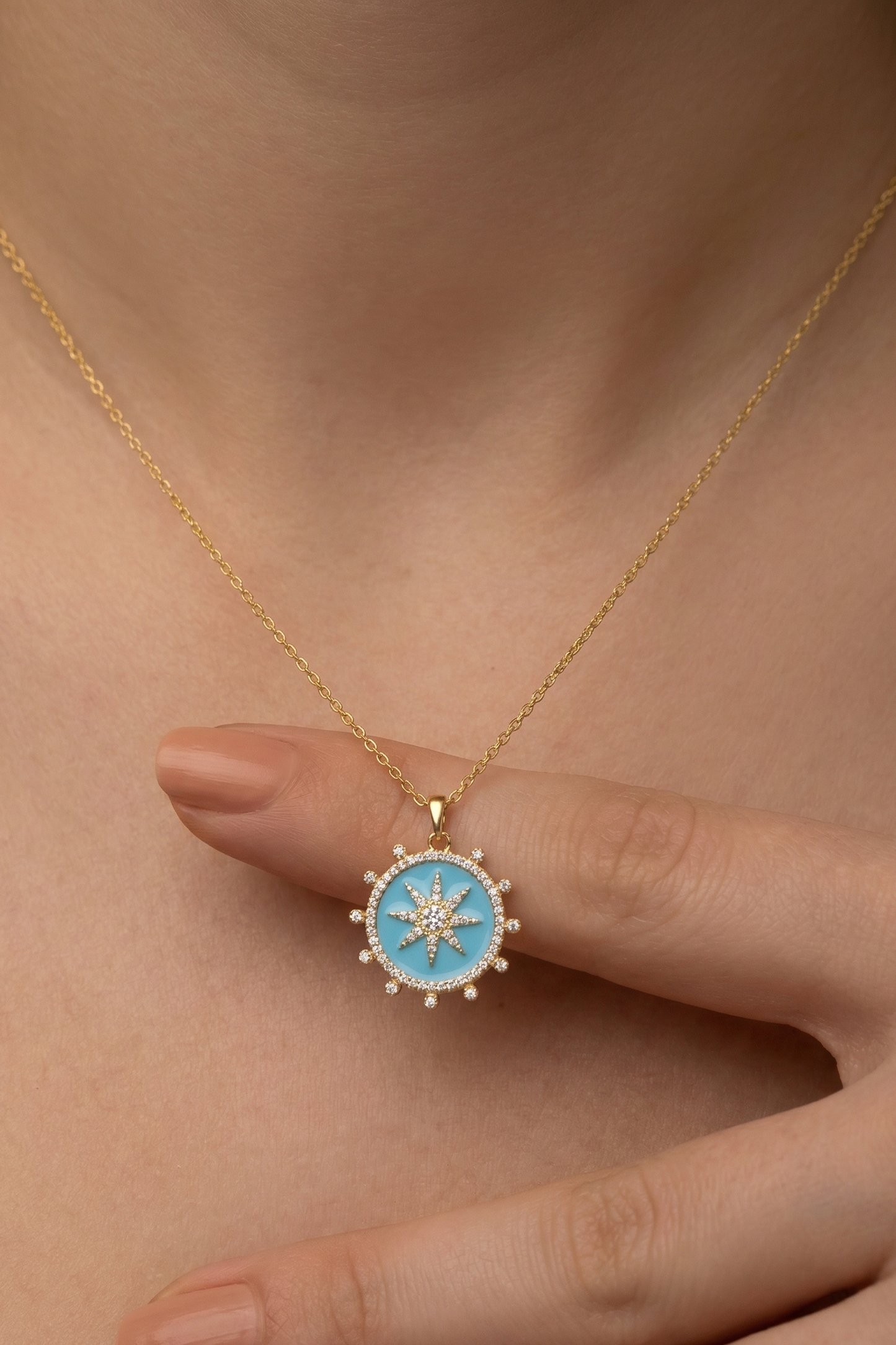 Golden Turquoise Helm Necklace