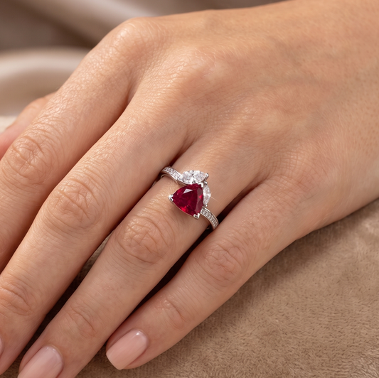 Ruby Red Halo Spark Ring