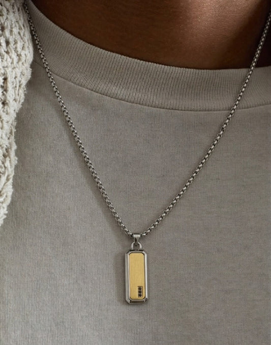 Silver Shadow Gold Pendant Necklace