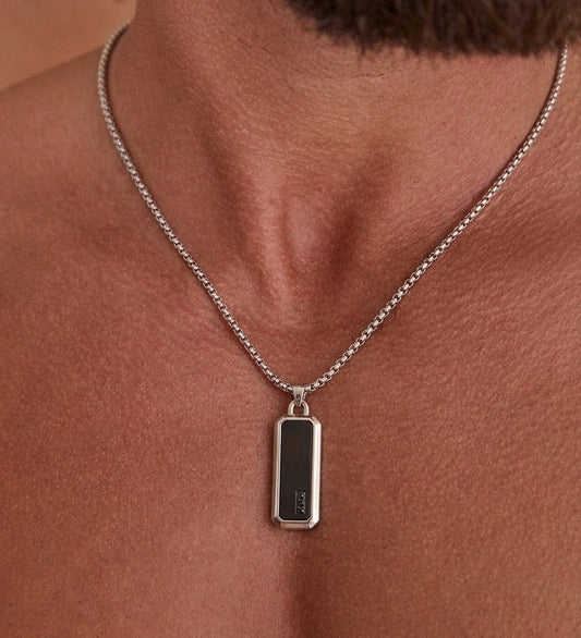 Silver Shadow Black Pendant Necklace