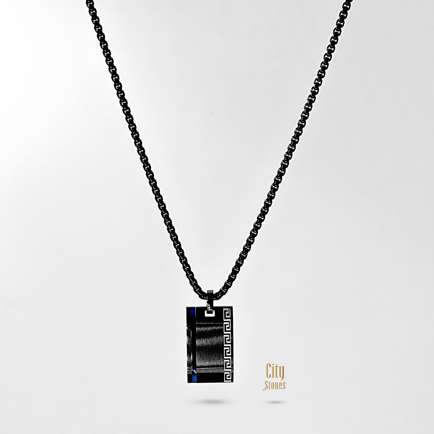 Midnight Blue Line Tungsten Necklace