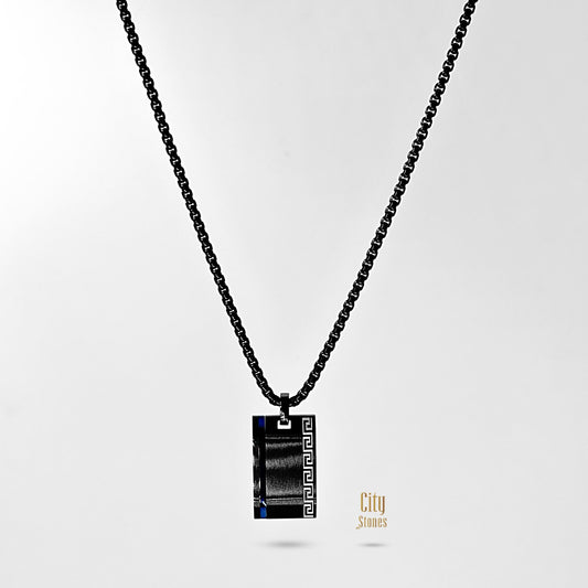 Midnight Blue Line Tungsten Necklace