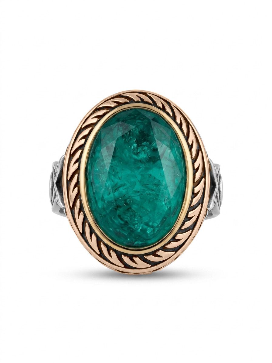 Golden Emerald Crown Ring