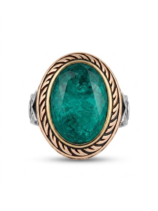 Golden Emerald Crown Ring