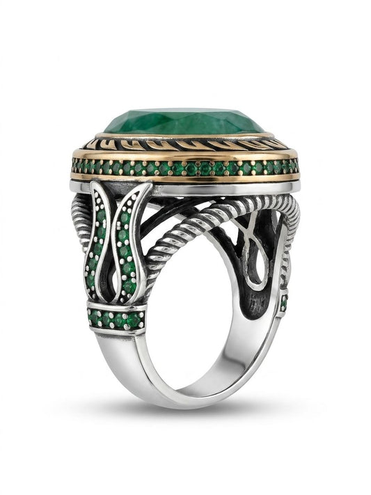 Golden Emerald Crown Ring