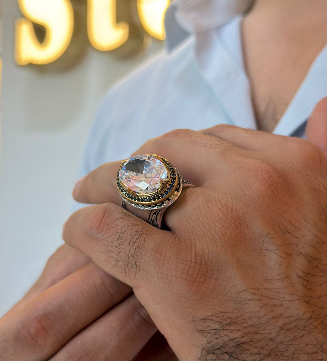 Golden Noir Zircon Ring
