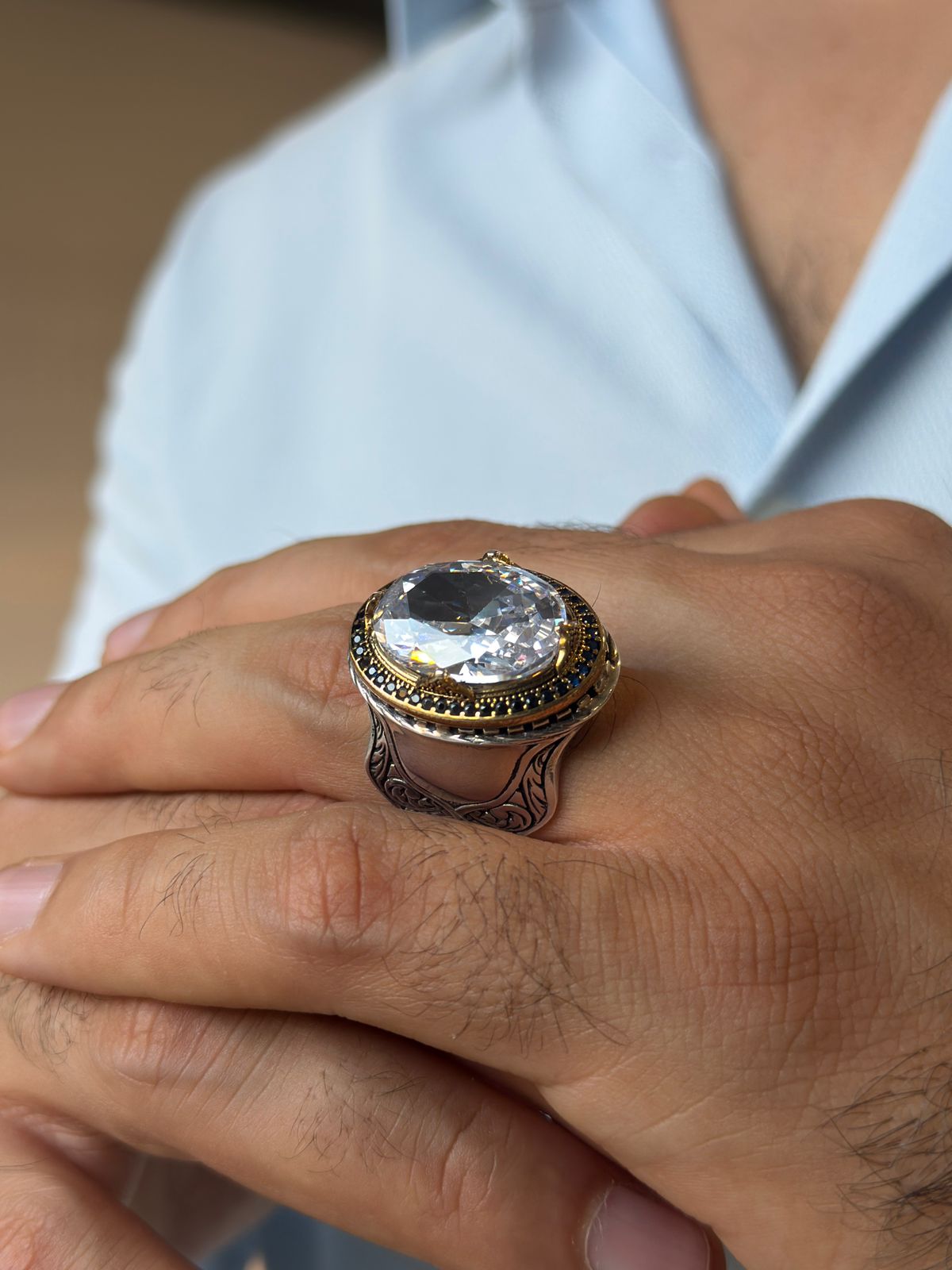 Golden Noir Zircon Ring
