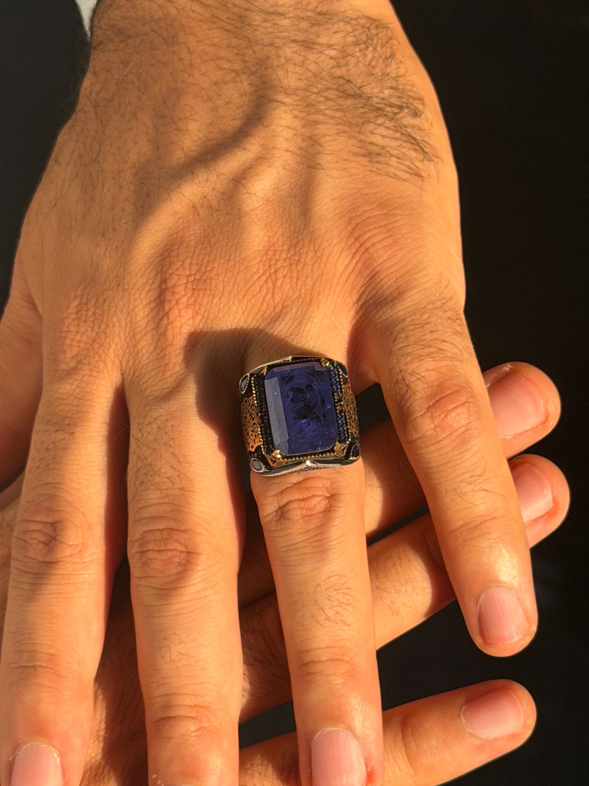 Royal Sapphire Side Spark Ring