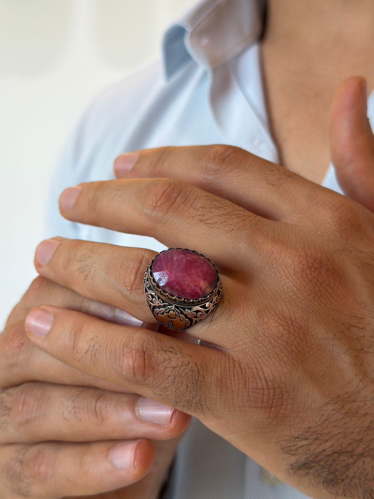 Royal Ruby Side Spark Ring