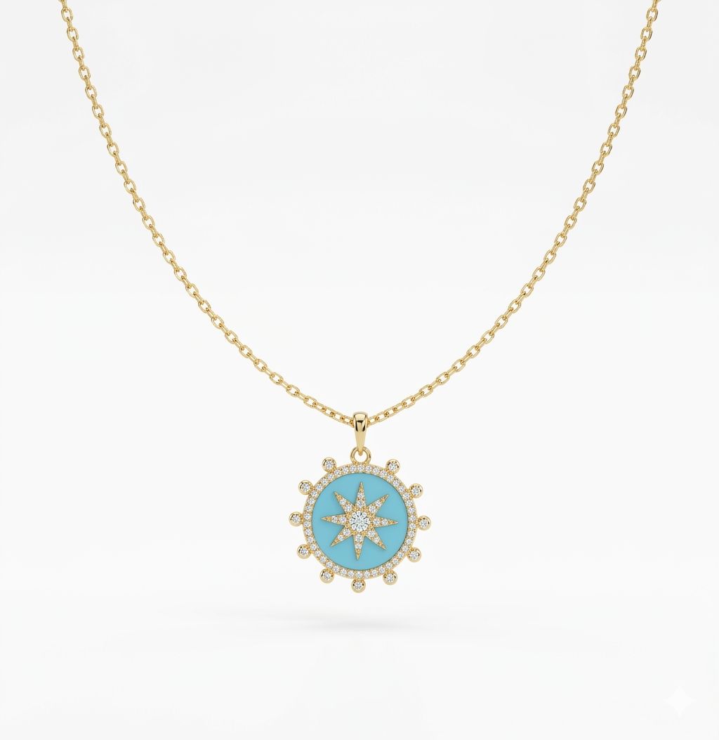 Golden Turquoise Helm Necklace