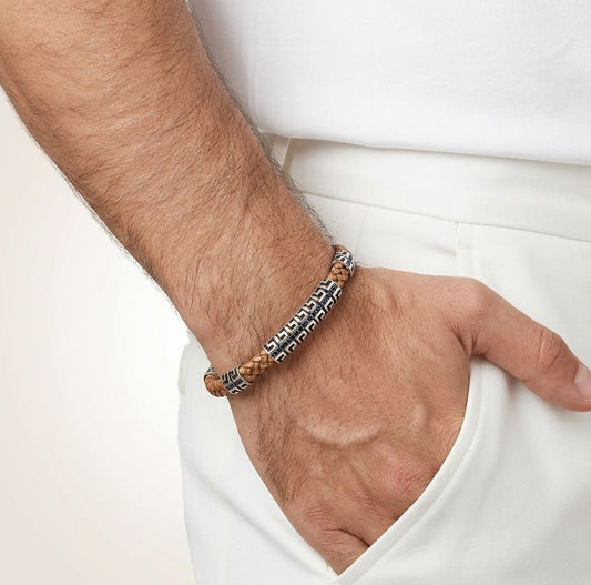 Azure Crest Leather Bracelet